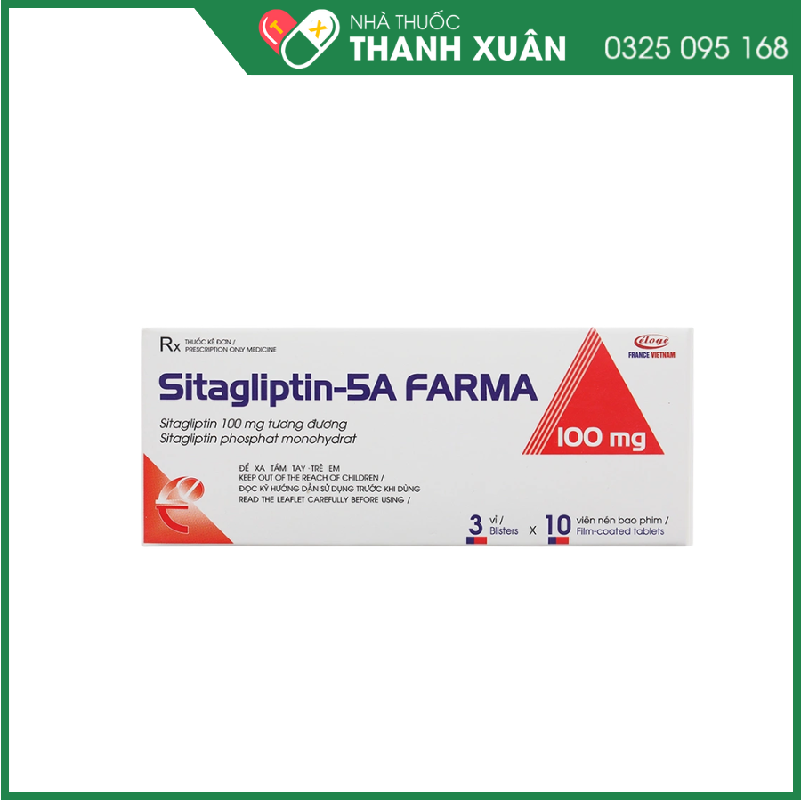 Sitagliptin - 5A Farma 100mg kiểm soát đường huyết ở bệnh đái tháo đường type 2